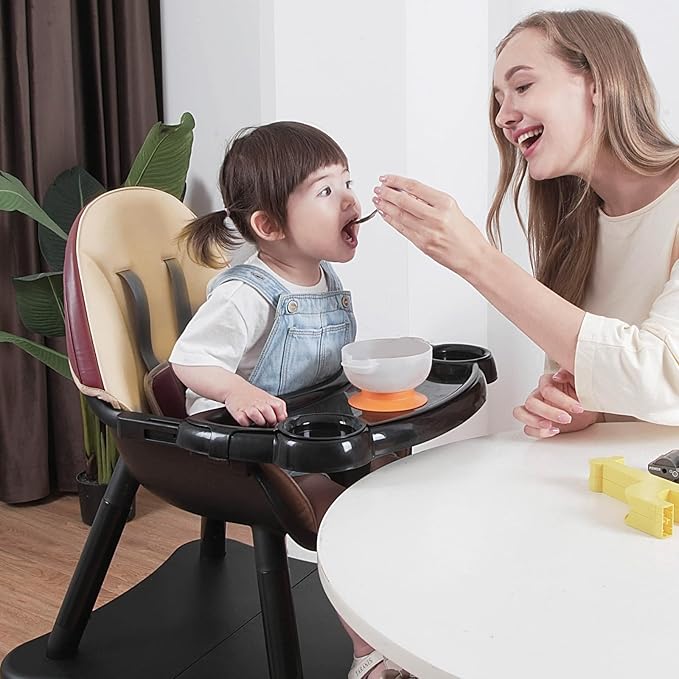 Gofirst 6 in 1 Baby High Chair,Convertible High Chairs for Babies and Toddlers/Booster Seat/Table and Chair Set,Babies Feeding Chair/5-Point Harness,4-Position Removable Tray&PU Cushion Baby Highchair