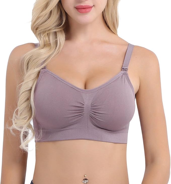 Womens Nursing Bra Seamless Sleeping Wirefree Breastfeeding Maternity Bralette with Removable Spill Prevention Pads