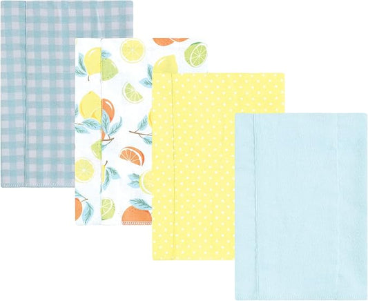 Luvable Friends Hudson Baby Flannel Burp Cloths 4pk, Pastel Citrus