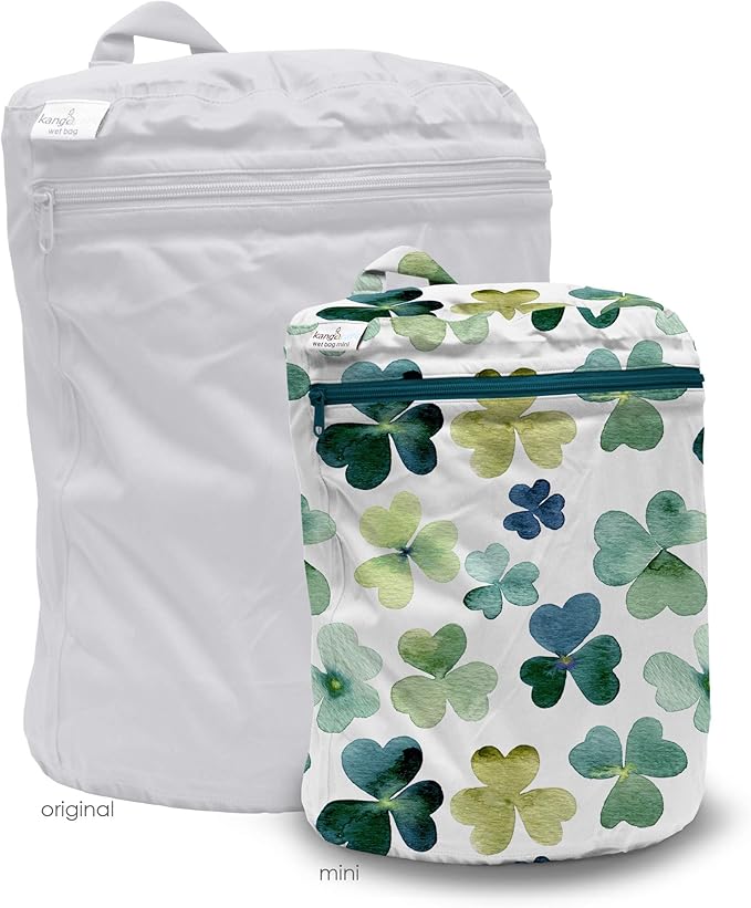 Kanga Care Wet Bag MINI Seam Sealed Waterproof 3D Dimensional for Baby Cloth Diapers, Travel, Beach, Pool, Gym, Swim | Clover