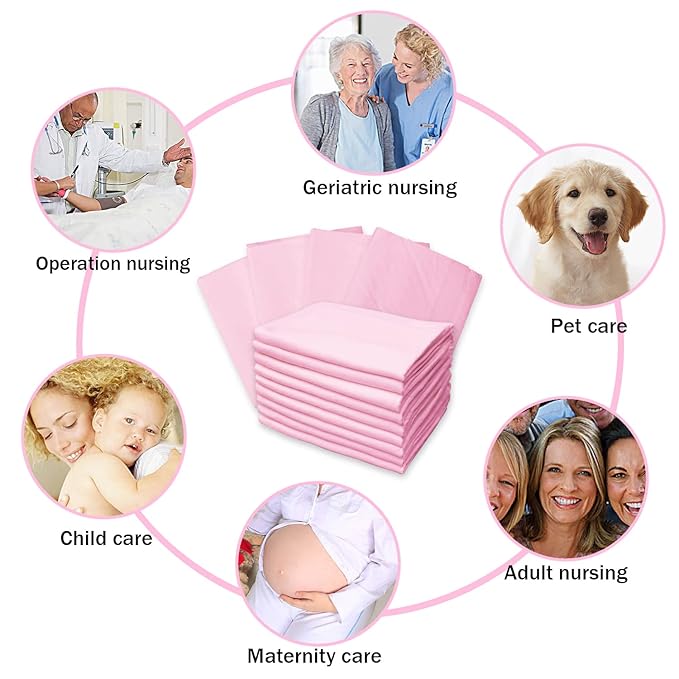 Baby Disposable Changing Pad, 50 Pack Soft Non-Woven Fabric Breathable Waterproof Underpads, Portable Leak-Proof Mattress Protector, Incontinence Bed Pads