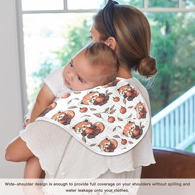 vvfelixl Cartoon Cute Red Panda Eat Fruit Burp Cloths for Baby Boy Girls Baby Washcloths Burp Rags 1 Pack
