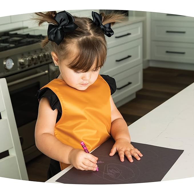 Tiny Twinkle Mess Proof Baby Bibs | 2 Pack Waterproof Toddler Bib for Eating | Baby Apron for Feeding, Machine Washable, Perfect Shower Gift (Sand Cinnamon, 6–24M)