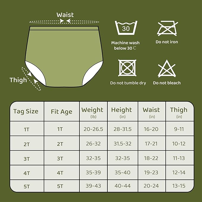 BISENKID 6 Packs Rubber Pants for Toddlers Rubber Training Pants for Toddlers Good Elastic Waterproof Diaper Cover Boy 5t