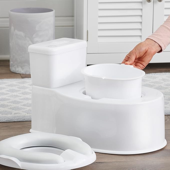 Regalo 2-in-1 Toddler Potty Training Toilet with Flushing Sound, Removable Potty Training Seat, Soft Cushion & Splash Guard, Toddler Potty Chair with Storage, Toilet Seat Transition, White