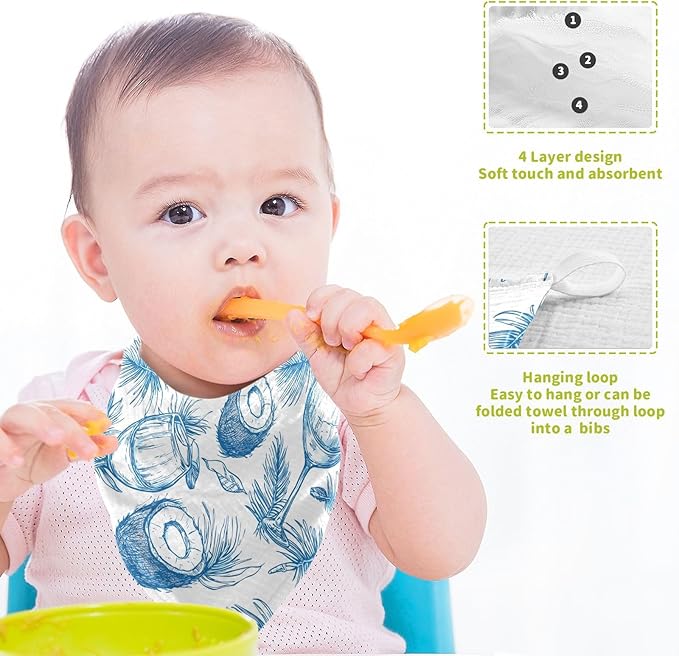 vvfelixl Baby Muslin Washcloths Wine Beach Party Baby Burp Cloths Cotton Babys Face Towel for Newborn Infants Boys Girls Soft and Absorbent 11.8 X 11.8 in, 3 Pack