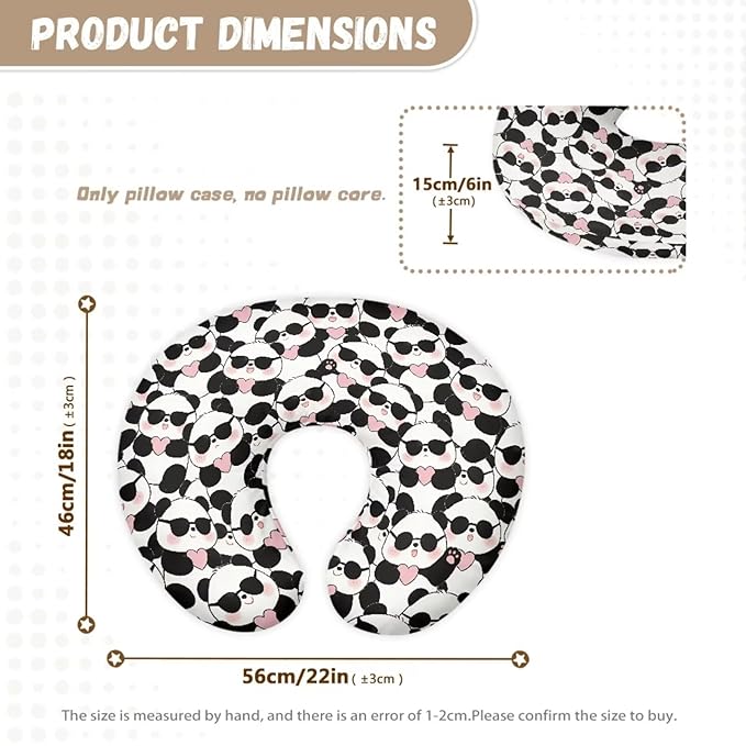 Jeiento Cartoon Nursing Pillow Cover Cute Panda Breastfeeding Pillow Covers Soft Comfortable Slipcovers for Newborn,Baby Boys Girls