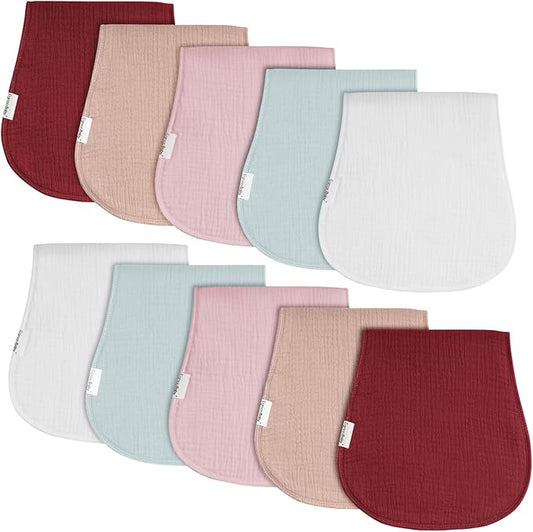 Muslin Burp Cloths for Baby,Organic Burping Cloths for Babies Boys Girls,Spit Up Rags Extra Soft and Absorbent 10 Pack