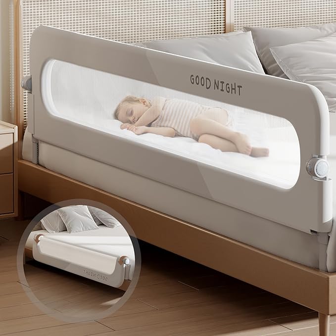 Foldable Toddler Bed Rails - Kids Guard Bumper for Crib Safe Bed Side Rail for Twin Queen King Full Size Beds (59inch)