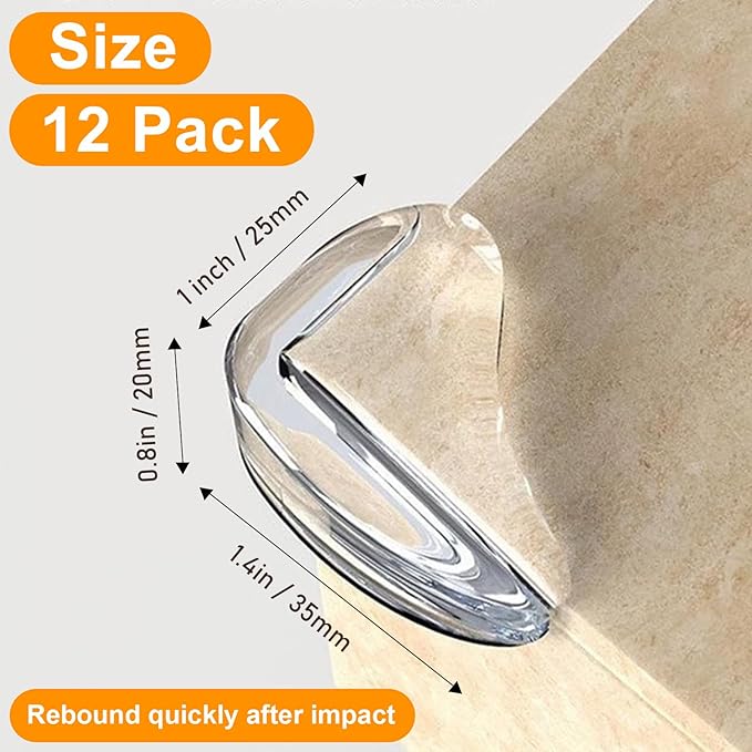 Corner Protector for Baby,Clear Furniture Corner Guard & Edge Safety Bumpers for Table Corner Edges & Sharp Corners,12 Pack