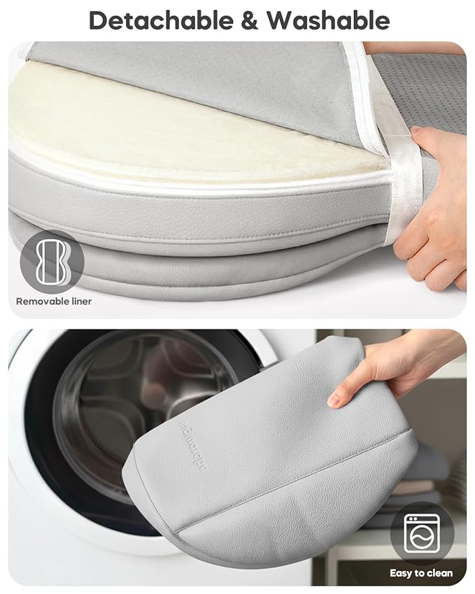 Baby Changing Pad, Waterproof Wipe-Clean PU Leather with High-Density Foam, Non-Slip Raised Edge Contour with Adjustable Safety Strap, for Dresser & Changing Table, 28"×16", Gray