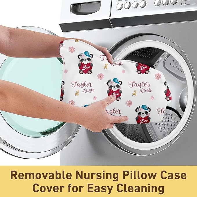 Dyoart Custom Baby Nursing Pillow Cover for Nursing, Panda Theme Removable Nursing Covers for Breastfeeding Pillows, Ultra Soft Comfortable Slipcover for Newborn Baby Boys and Girls