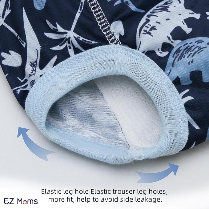 EZ Moms 10 Packs Double Absorption Potty Training Underwear for Boys Reusable Toddler Training Pants 5T High Waist Dinosaur Toddler Underwear Boys 5T Kid Confident Pee Pants with a Laundry Bag