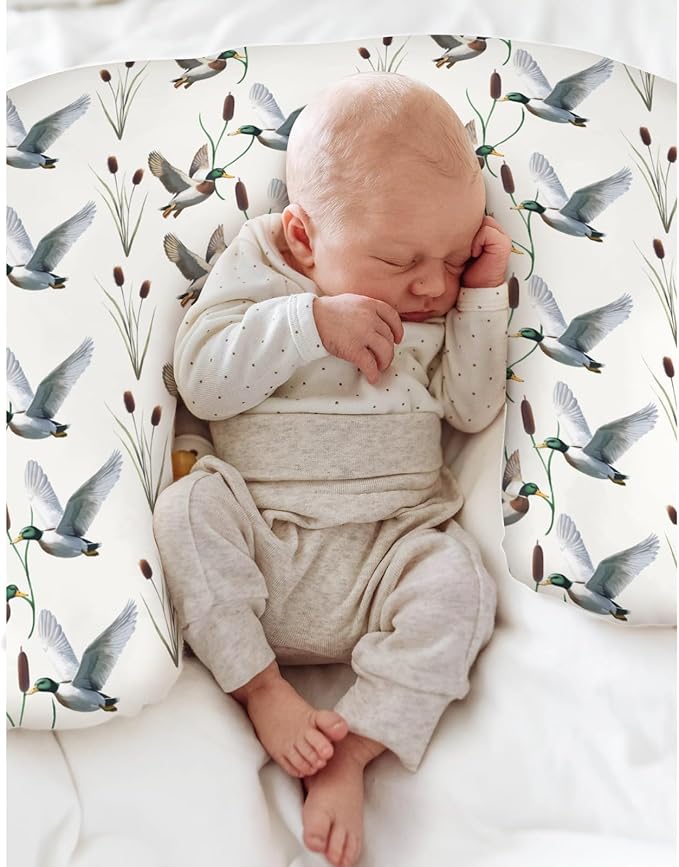 Hunting Mallards Ducks Baby Nursing Pillow Covers for Boy Girl Wild Duck Pond Lake Nursery Feeding Slipcover for Breastfeeding Pillows Flying Mallards Waterfowl Soft Stretchy Covers for Newborn Infant
