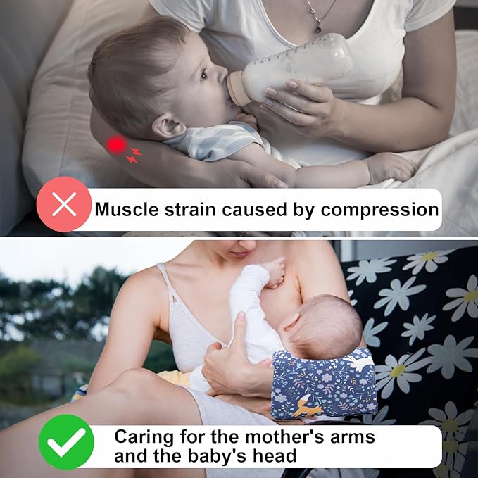 Baby Feeding Arm Pillow,Soft Cotton Cradle ArmPillow for Newborn, Baby Nursing Pillow Head Support Pillow for Breastfeeding（Blue）