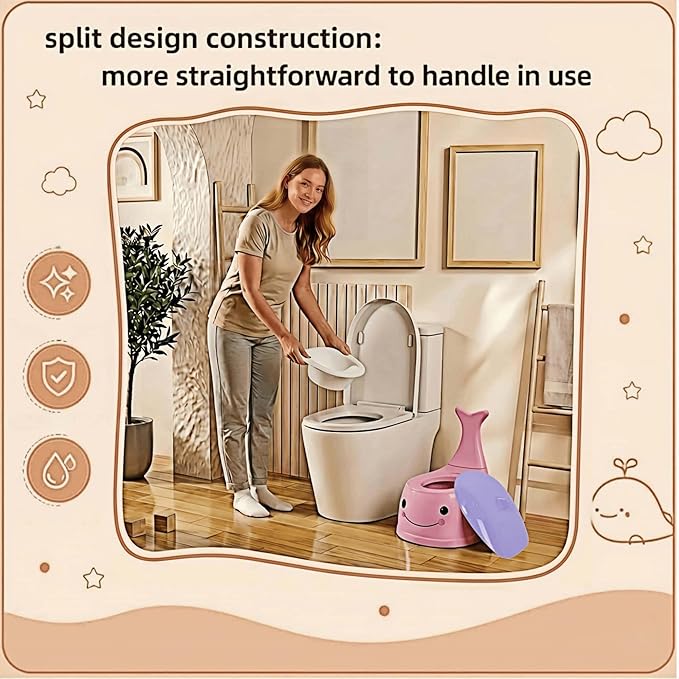 potty training toilet Potty Seat Baby Training Chair Boys Girls Toddler Whale Comfortable children 1-6 years old Baby toilet Animal seat with lid back potty trainer (Pink)