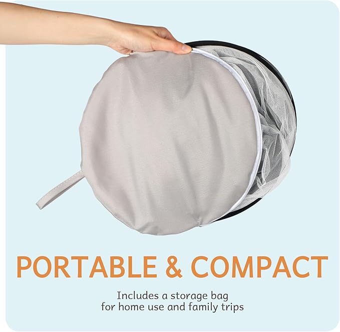 Bassinet Cover Half Blackout, Mosquito Net Cover with 2-Way Zipper, Block Light and Keep Cats Out, Foldable with Storage Bag