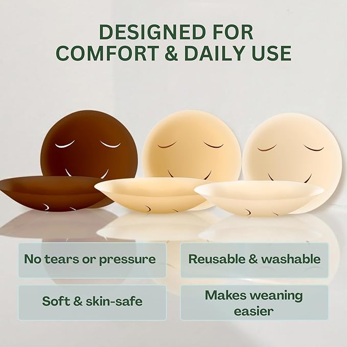 4" Silicone Nipple Covers for Weaning Toddlers from Breastfeeding-Gentle Stop Breastfeeding Method for Moms & Babies-Dark