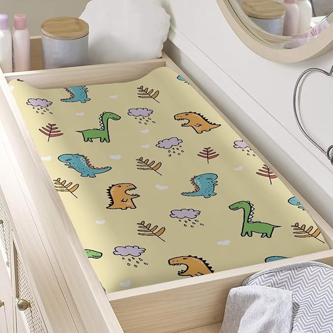 Dinosaur Baby Changing Pad Cover Stretchy Changing Table Cover Breathable Nursery Pad Change Cover Fit 32"x16" Contoured Pad