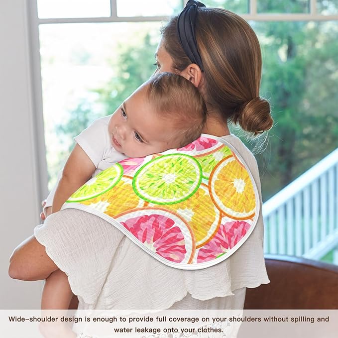vvfelixl Baby Burp Cloths Orange Grapefruit Lime Lemon Baby Newborn Cotton Burping Cloths Set Baby Washcloths 4 Pack