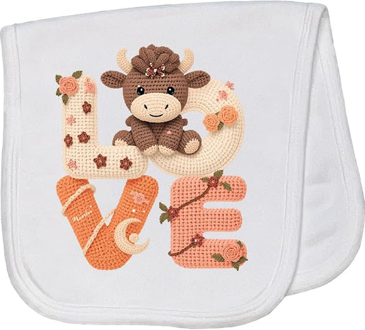 inktastic Cute Highland Cow Baby Burp Cloth White 47c04