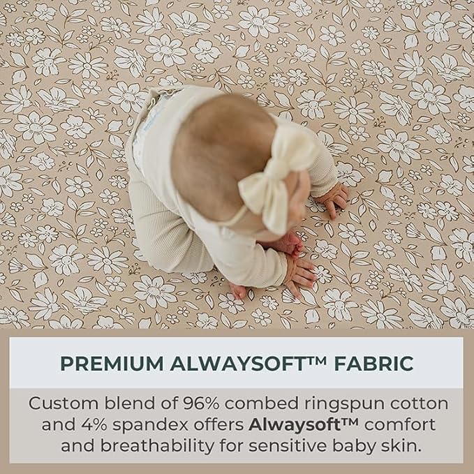 Pobibaby – 2 Pack Crib Sheets Girl, Premium Fitted Baby Crib Sheets for Standard Mattress – Ultra-Soft Jersey Knit, Safe and Snug, Stylish Floral Design (Meadow)