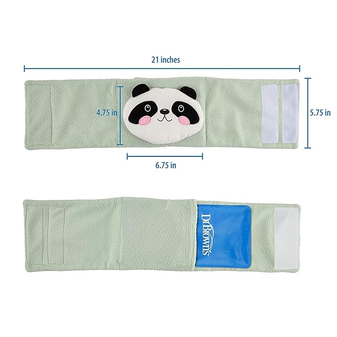 Dr. Brown’s Natural Flow® Anti-Colic Options+™ Wide-Neck Baby Bottle, Jungle Design, 5 oz/150 mL, Level 1 Nipple, 2-Pack, 0m+ with Infant Gripebelt Heated Tummy Wrap for Gas Relief, Panda, 0-3m