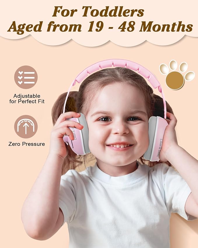Lilian&Gema 2-in-1 Baby Ear Muffs Noise Protection up to 48 Months - Cute Owl Ear Protection for Infant & Toddler - Baby Airplane/Travel Essentials - Adjustable Noise Reduction Earmuffs, Pink