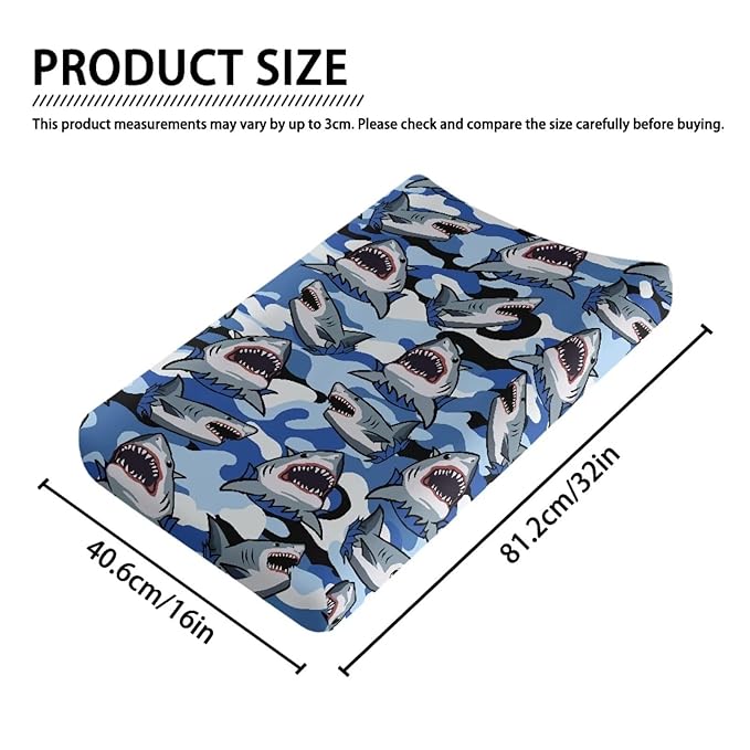 Shark Diaper Changing Pad Cover Camo Baby Changing Table Covers Camouflage Breathable Newborn Infant Changing Table Mattress Sheets Mat