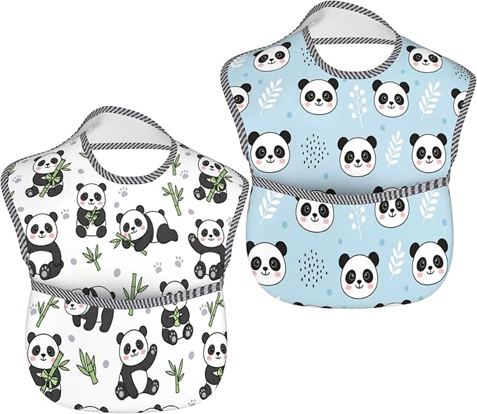 Bibs Cute Baby Stuff 2Packs for 6-24 Months Waterproof Washable Fabric