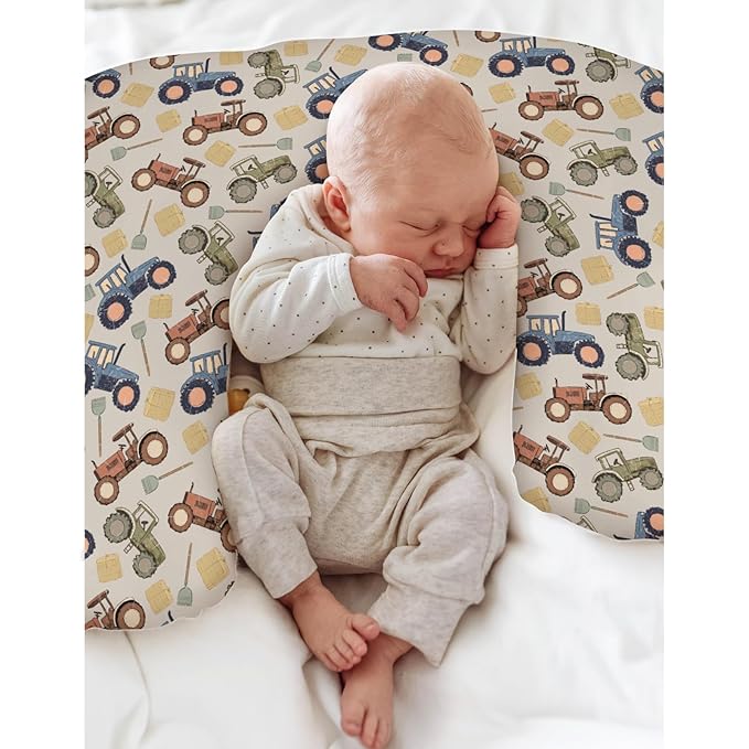 Vintage Tractors Baby Nursing Pillow Covers for Boy Girl Farm Tractor Harvest Nursery Feeding Pillowcase for Breastfeeding Pillows Farmhouse Trucks Vehicle Soft Stretchy Covers for Newborn Infant