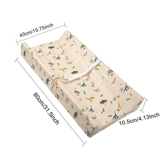 Baby Changing Pad Diaper Changing Pads for Babies Non-Slip Wipeable Changing Mat for Dresser and Table PU Cover with Cute Animal Patterns (Sandy Dino)