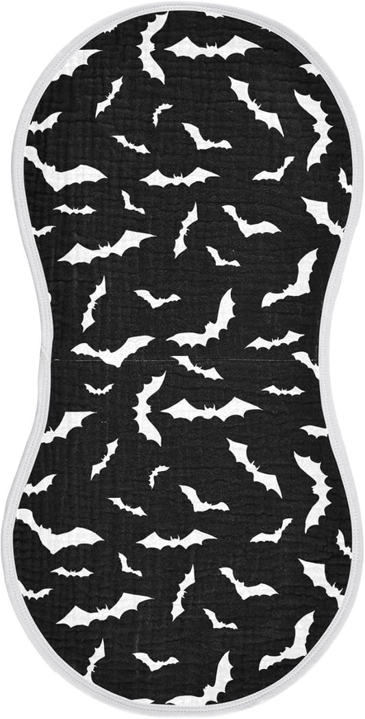 Halloween Bats Muslin Burp Cloths for Baby Boys and Girls - 1-Pack Ultra Absorbent Muslin Washcloths, Newborn Towel, Milk Spit Up Rags, Burp Cloth Bib for Unisex, 22 x 11 Inch