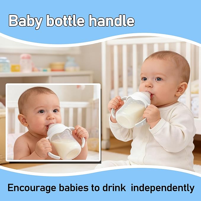 6Pack Baby Bottle Handles for Evenflo Wide Neck 5oz/6oz/9oz Baby Bottle, Ergonomic Non Slip Grip Easy Changing (Only Fit Evenflo Wide Neck Bottle)