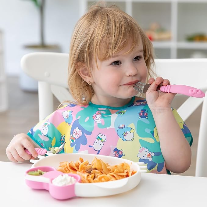 Bumkins Short Sleeve Bib for Girl or Boy, Toddler and Kids for 1-3 Years, Large Size, Essential Must Have for Junior Children, Eating, Mess Saving Soft Fabric Apron
