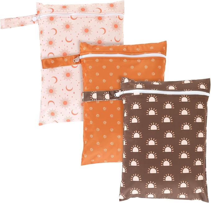 3Pcs Wet Dry Bags Storage Bag, Wet Dry Bag for Baby Cloth Diapers &Breast Pump Parts, Waterproof Reusable Wet Bag, Zipper Closure Wet Bags with Handle, Portable Bags for Swimsuits Diapers Beach Pool,