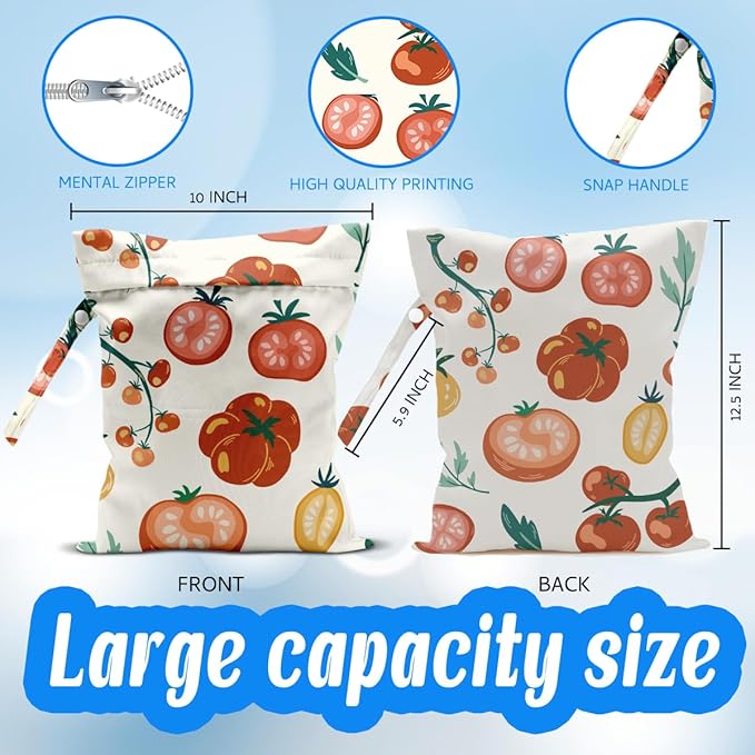 Wet Dry Wet Bag for Swimsuit Towel Baby Travel Cloth Diapers Beach Gym Toiletries Makeup Storage Bag Summer Vacation Essential Holiday Summer Tomato