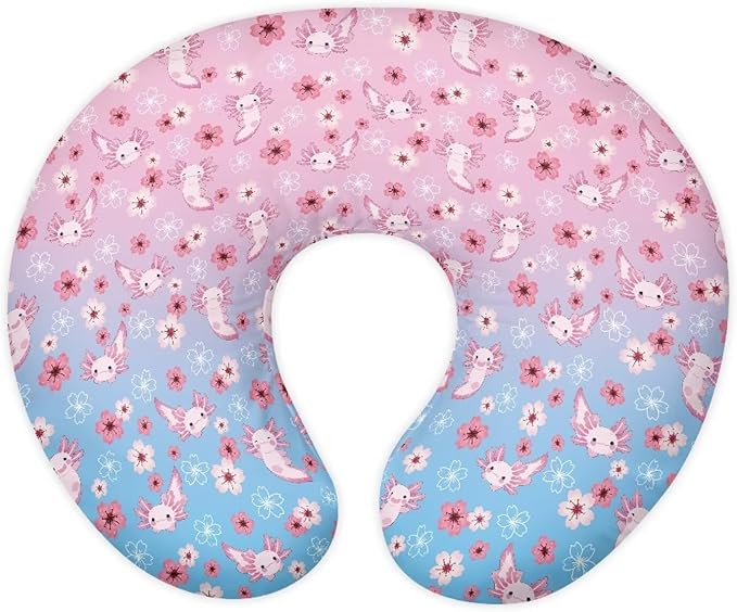 Pink Axolotl Feeding Pillow Cover Breastfeeding Pillow Covers for Breastfeeding Mom Soft Nursing Pillow Case Skin-Friendly U-Shaped Hidden Zipper Design