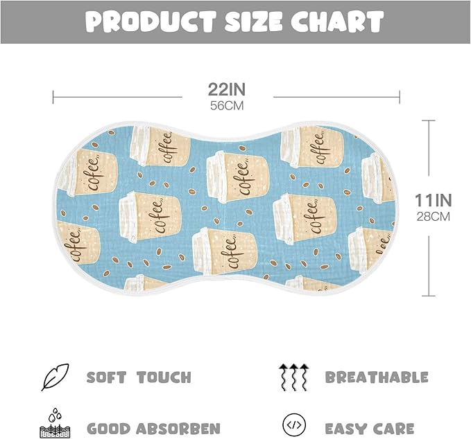 vvfelixl Muslin Burp Cloths Coffee Cup Baby Washcloths for Baby Girl Boys 2 Pack