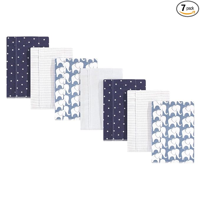 Hudson Baby Unisex Baby Cotton Flannel Burp Cloths, Boy Elephant, One Size