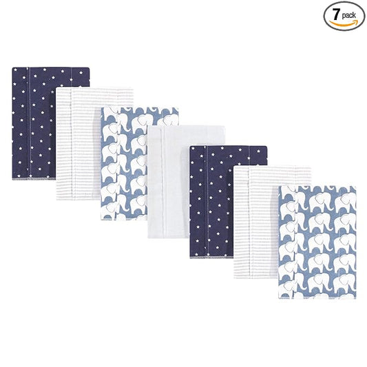 Hudson Baby Unisex Baby Cotton Flannel Burp Cloths, Boy Elephant, One Size