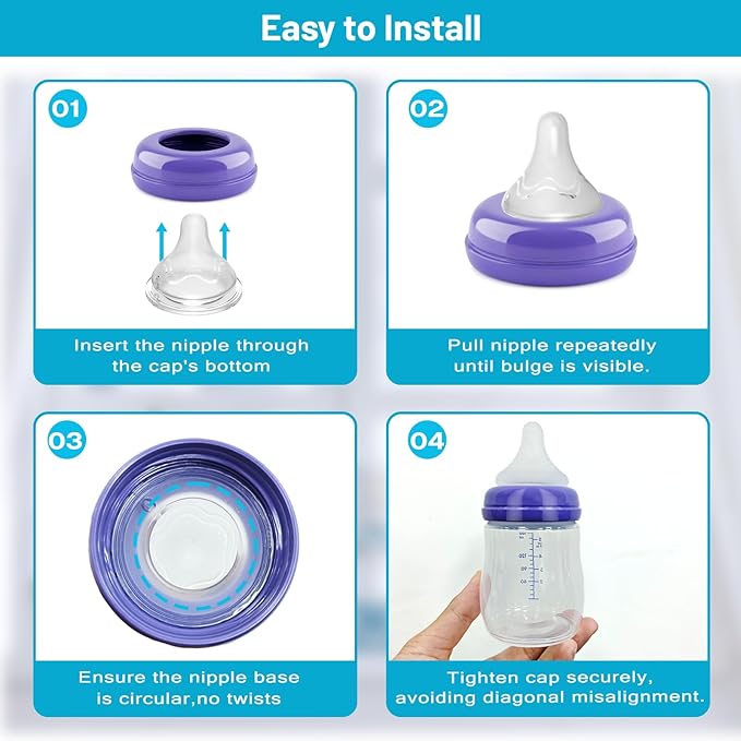 Silicone Nipples for Lansinoh Bottles, Replacement Nipple Anti-Colic for Baby 3m+, BPA Free, Medium Flow, Size M, 6 Count