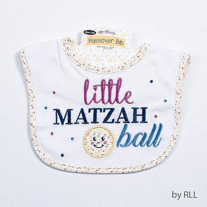 Rite Lite Little Matzah Ball Embroidered Baby Bib Cute Jewish Baby Bib for Newborns Infants Toddlers Judaica Baby Gift Kosher Food Theme Baby Shower