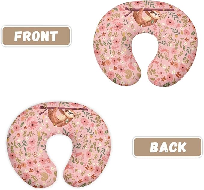 Nursing Pillow Covers U-Shaped Sloth Print Feeding Pillow Cover for Nursing Pillow Hidden Zipper Design Soft and Skin-Friendly