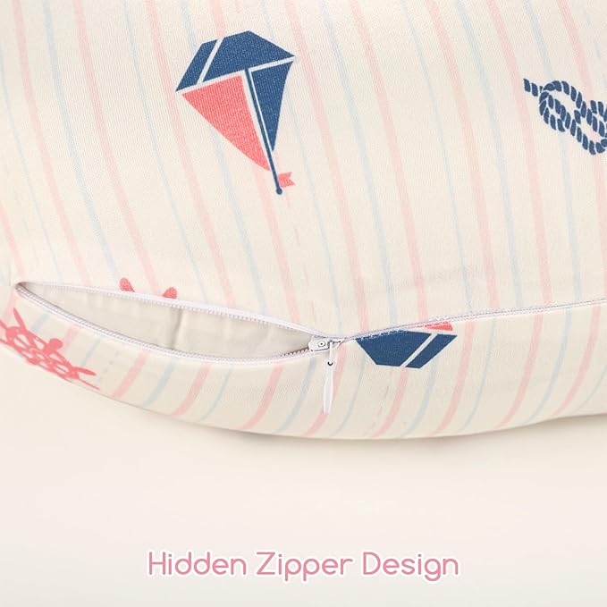 DILIMI Nursing Pillow Cover, Stretchy Removable Pillowcase for Breastfeeding Pillows, Ultra Soft Comfortable Slipcover for Baby Girl and Boy, Navigation Anchor