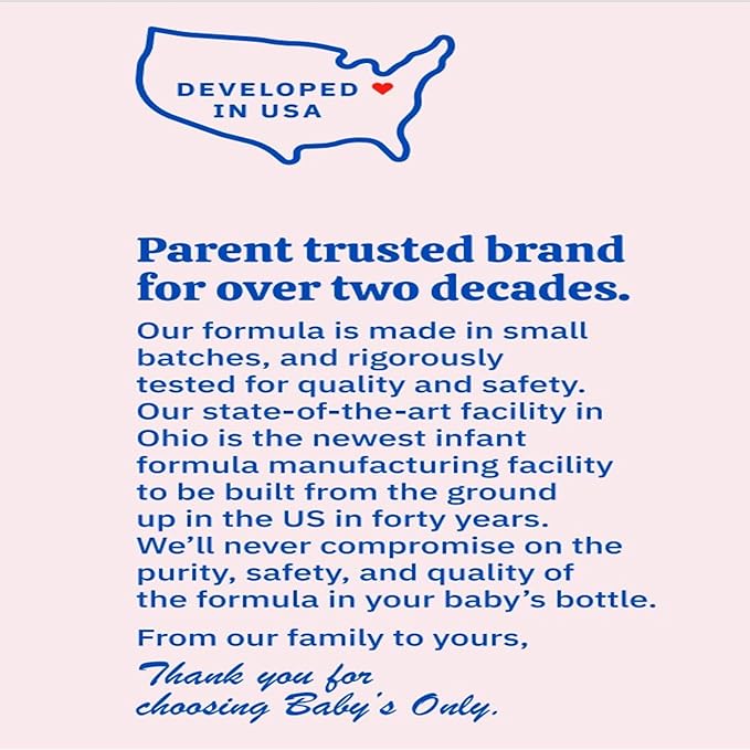 Baby's Only Baby Formula, Complete Nutrition Infant Formula, Milk Based Powder with Iron, Vitamin E, Vitamin D, Easy to Digest Infant Formula for Newborn to 12 Months Old, 21 oz, Value Can 4 Pack