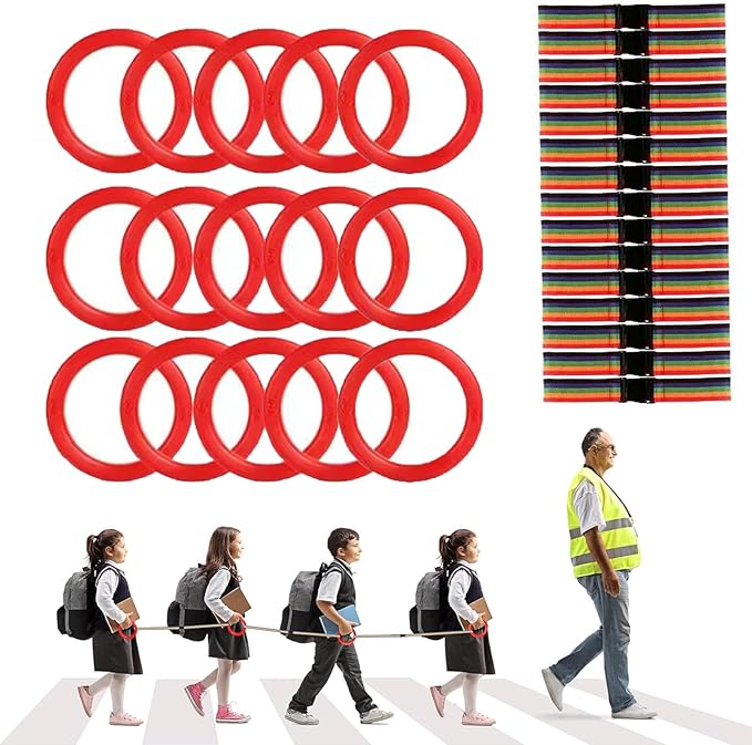 Walking Rope for Preschool - 12-Ring with Detachable Safety Line | Walking Line with Handle - Ease Teachers' Workload Efficiently| Safe Lineup & Play & Educational Aids