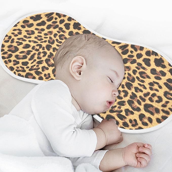 Muslin Burp Cloths for Baby Boys and Girls - 4-Pack Ultra Absorbent Leopard Print Muslin Washcloths, Newborn Towel, Milk Spit Up Rags, Burp Cloth Bib for Unisex, 22 x 11 Inch