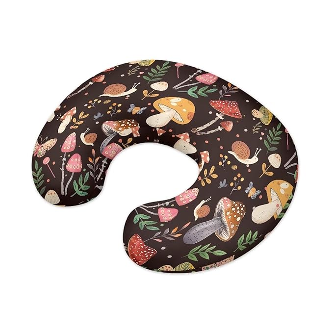 Cute Mushroom Baby Nursing Pillow Cover for Bottle Feeding, Stain Resistant Soft Breastfeeding Pillow Slipcover Breathable Pillow Cover for Infant Snug