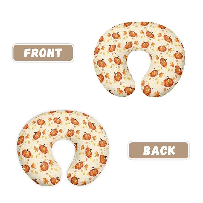 Fall Maple and Pumpkin Baby Nursing Pillow Cover Breastfeeding Nursing Pillow Slipcovers Super Soft Easy to Use and Dustptoof Thanksgiving Decoration